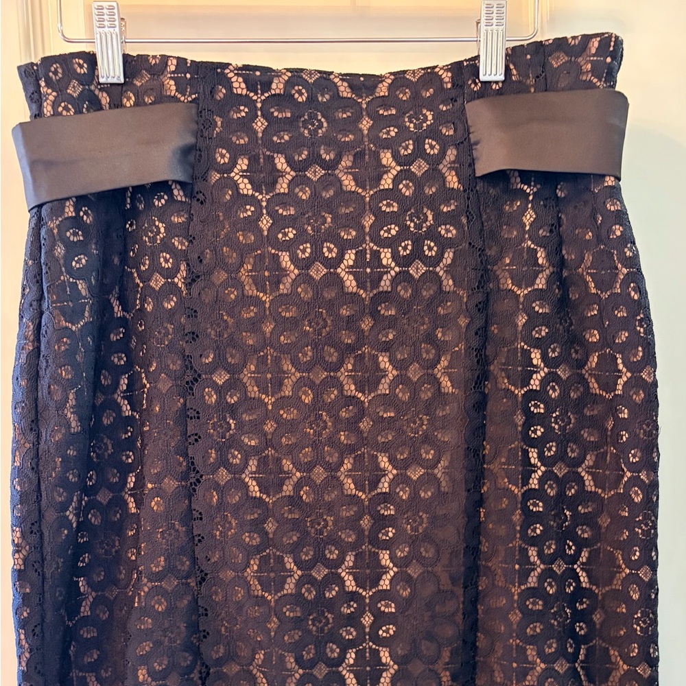 New York & Company Eva Mendez Black Lace Pencil Skirt